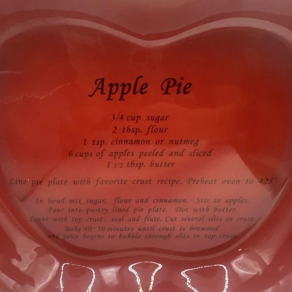Harvest Red Ceramic Apple Shaped Pie Plate w/ Recipe 11.5